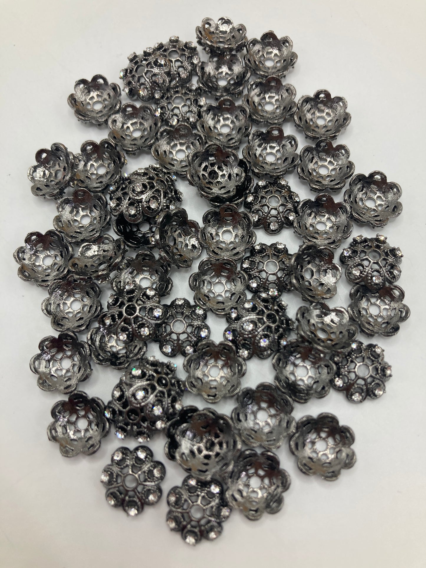 Metal spacer beads Lotus-shaped interlocking beads Spacer Inlay Rhinestone Random Mix