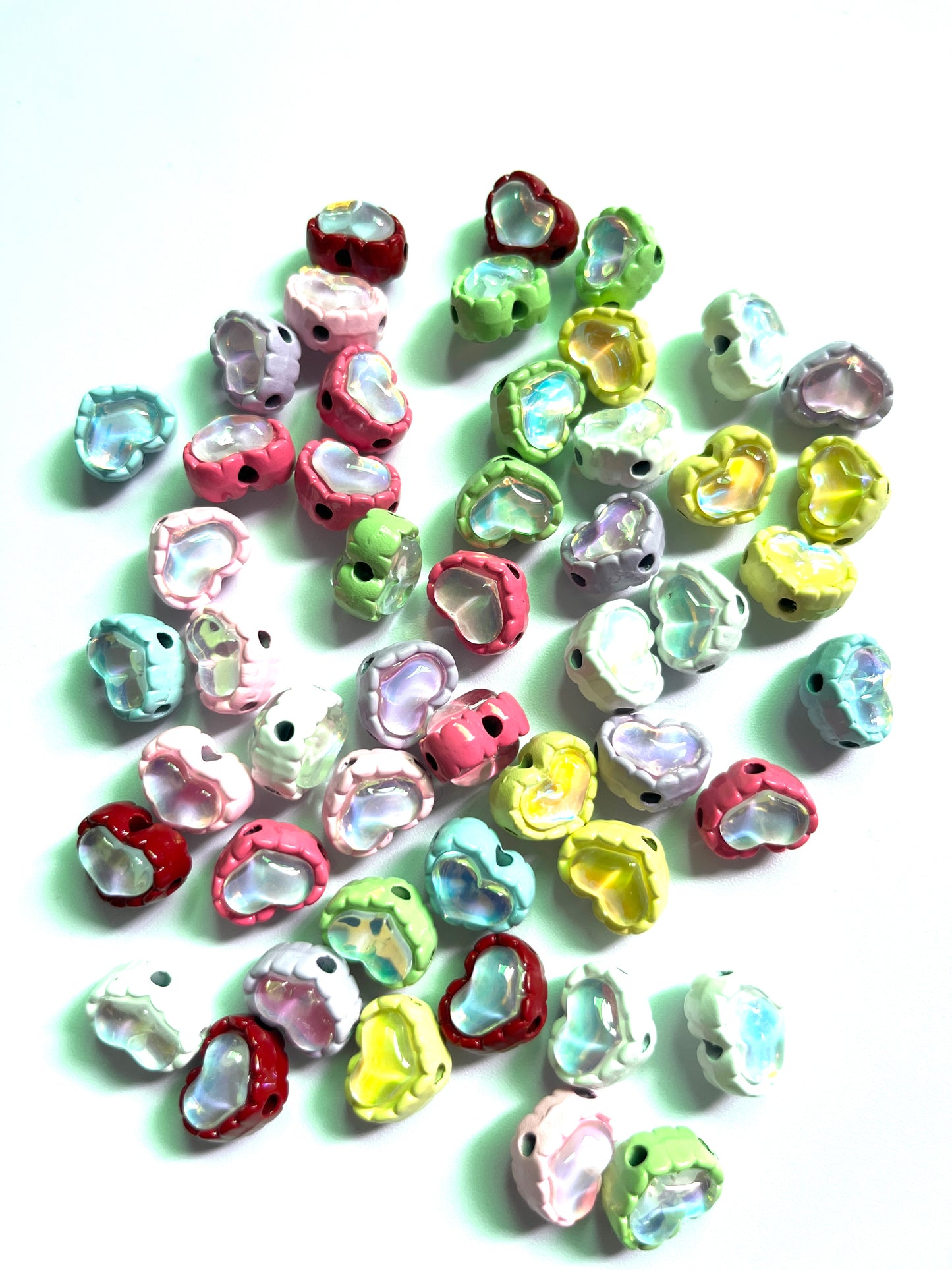 Metal bead multicolored moca rhinestone heart bead four holes multi-style random mix
