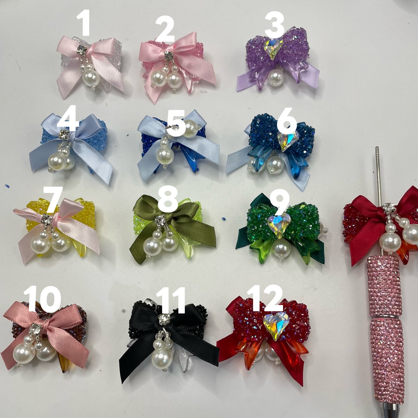 Beaded beadable fancy textile bow bead sugar bow with fabric bow fancy bead