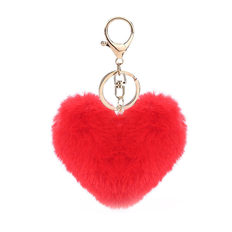 Heart ball Ordinary Key tool Heart pendant Fuzzy pendant Heart pendant Random Mix 9~10cm Silver 4-link chain lobster clasp