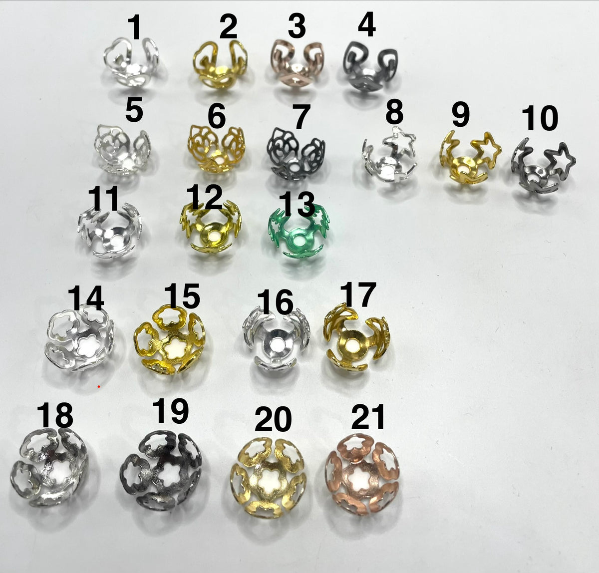 diy beaded beadable beady bead cap (Heart & star & butterfly )Shape Metal With Gold,Silver And Metal Color Heart Bead Spacer variety styles ,16mm