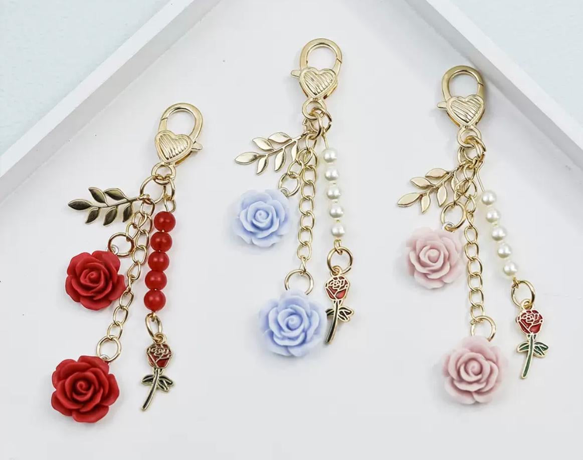 resin rose camellia iron alloy latch diy charm for keychain for handbag for pen drive decoration