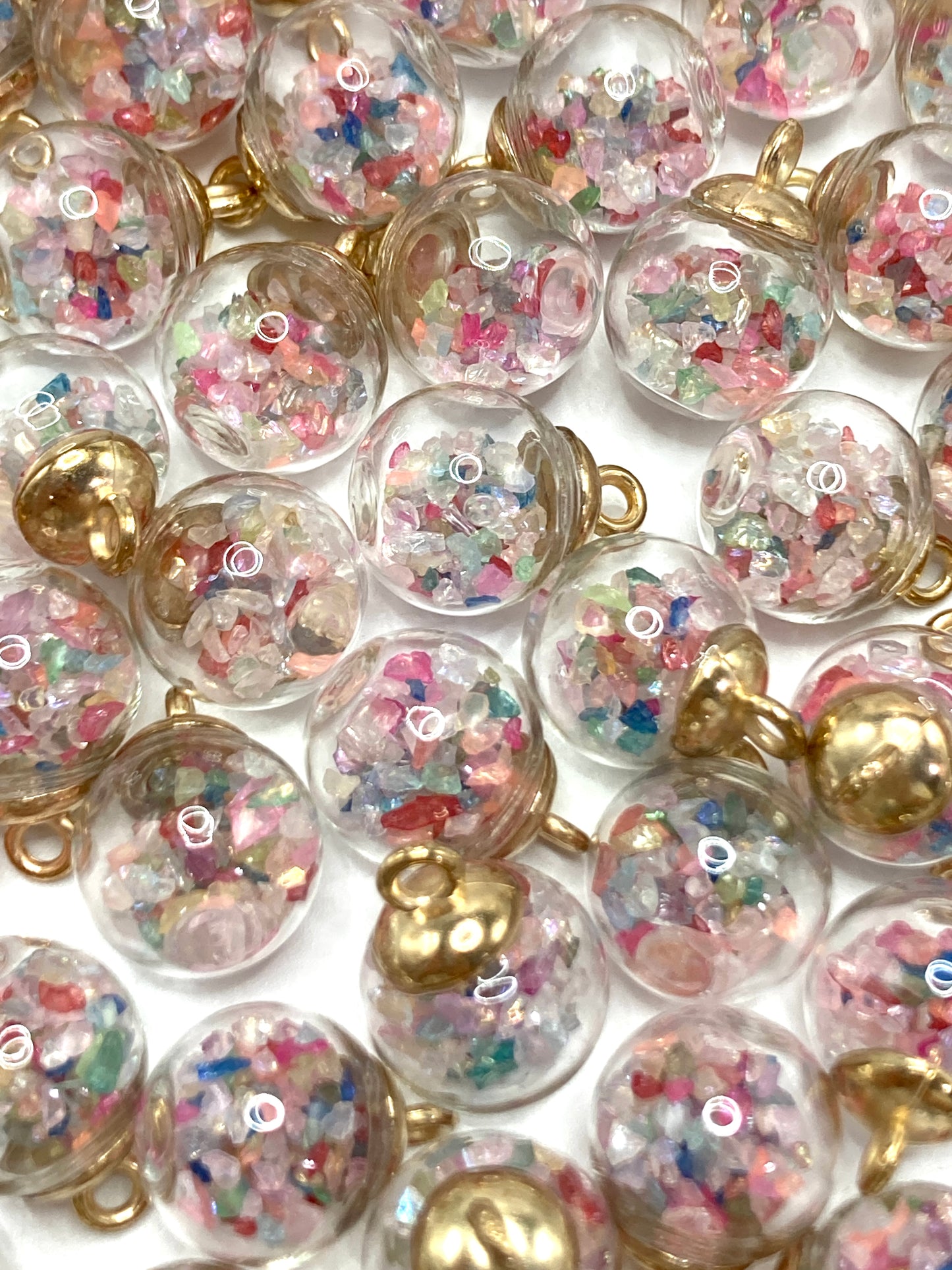 Glass ball pendant Fruit slices Stars Foam ball Colored stones Sphere-shaped pendant Random Mix 16mm