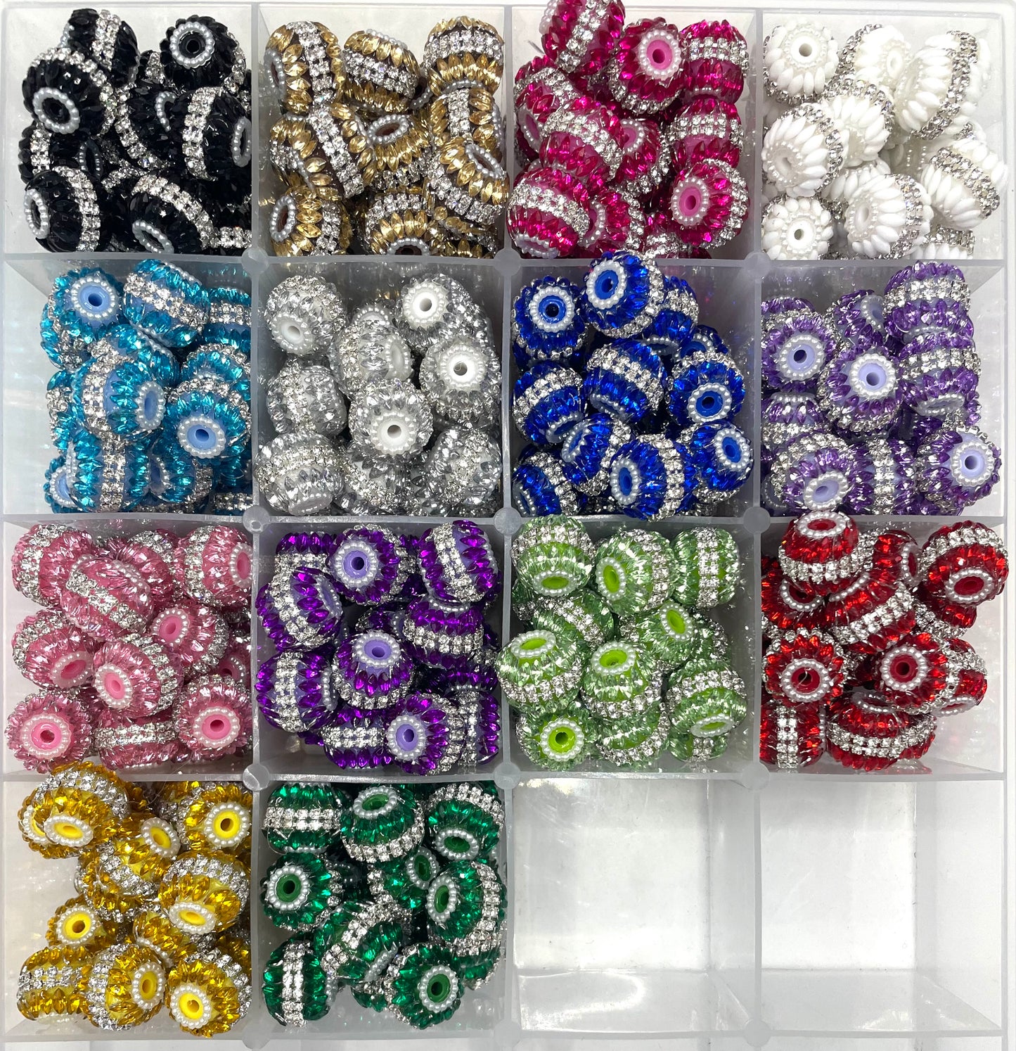 Fancy Beads mirror Acrylic beads Double-layer chain Pearl gasket Random Mix 17mm