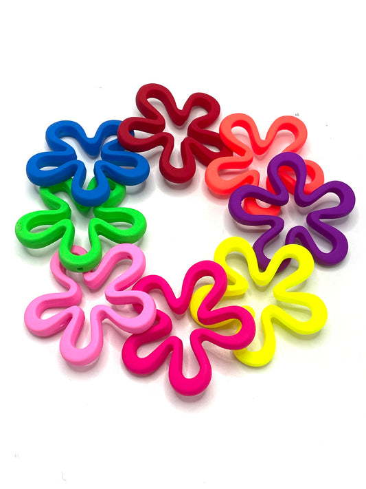 Acrylic beads Flower beads Peony flower Hollowed-out flower beads Neon 44mm