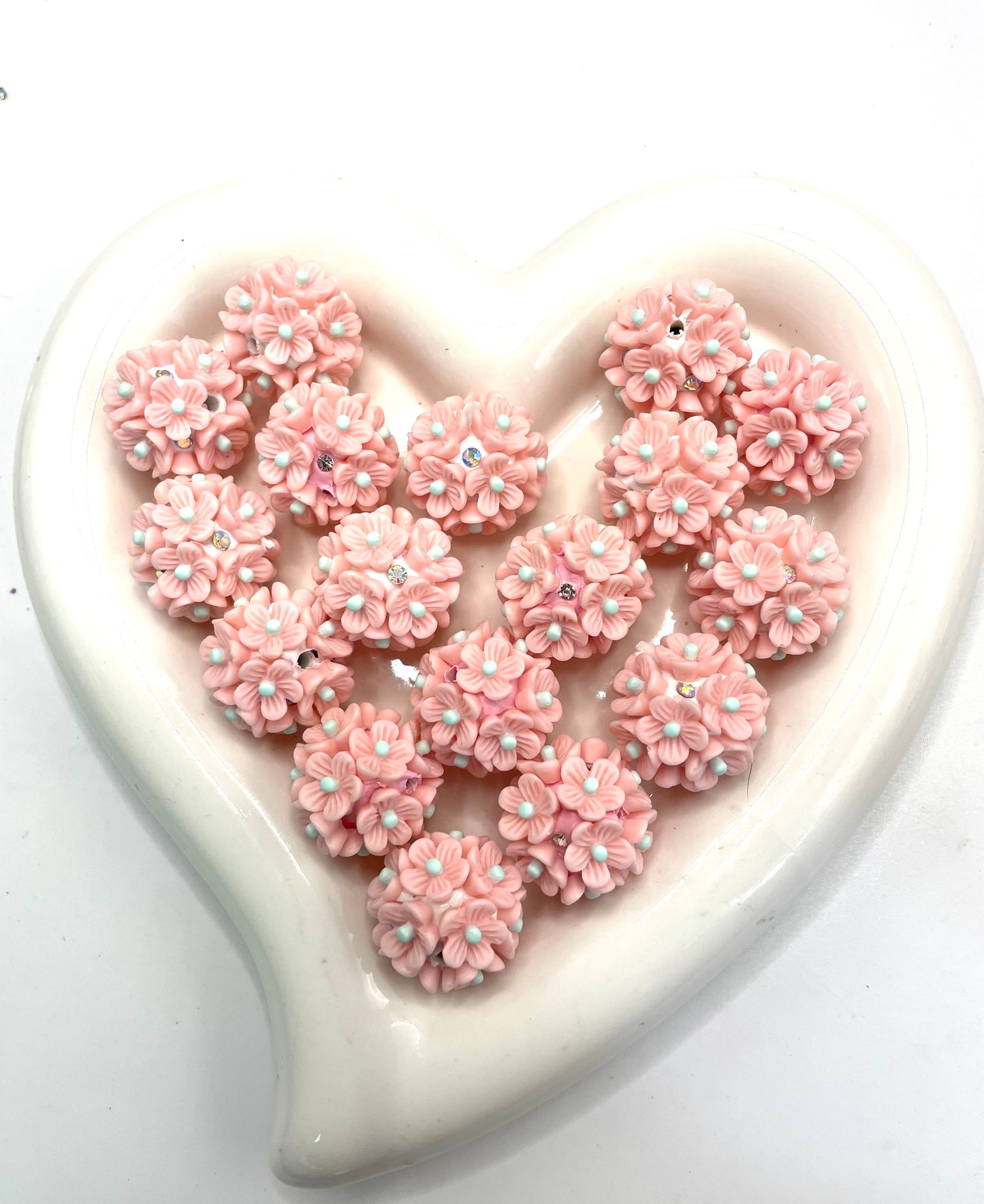 Fancy Clay Rhinstone Flower bead Multicolor flower beads Random Mix 22mm