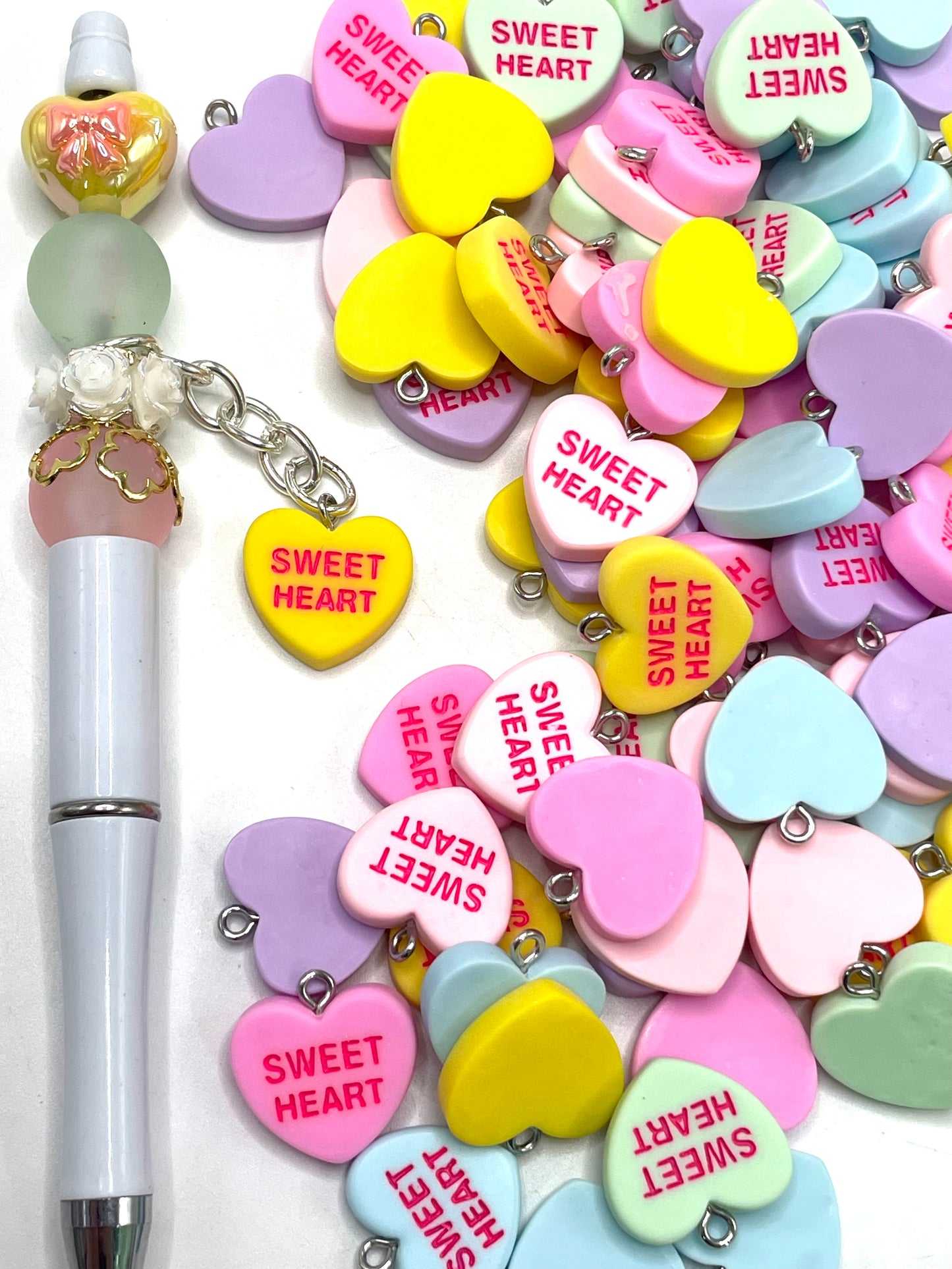Acrylic Pendant Heart charm made of English letters Sweet heart Random Mix 20mm