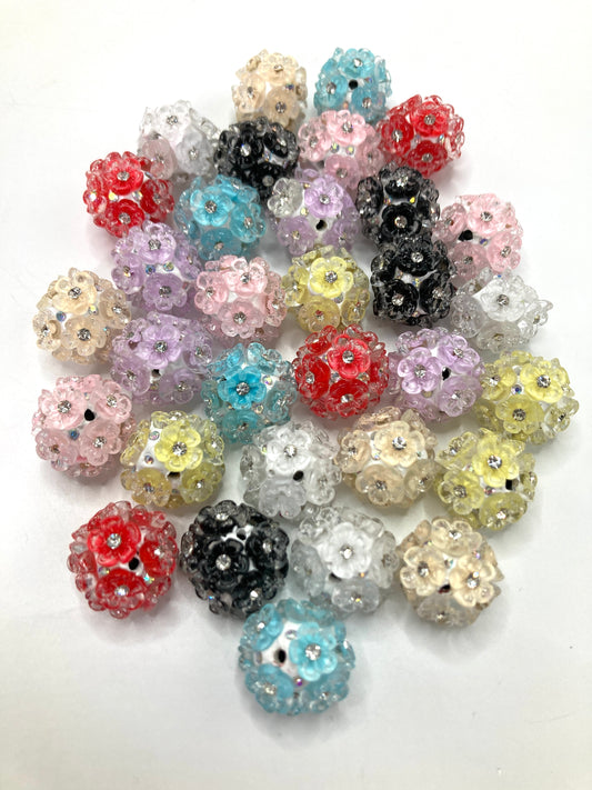 Flower beads Translucent flowers Rhinestone  Flower stamen Clay flower beads Random Mix