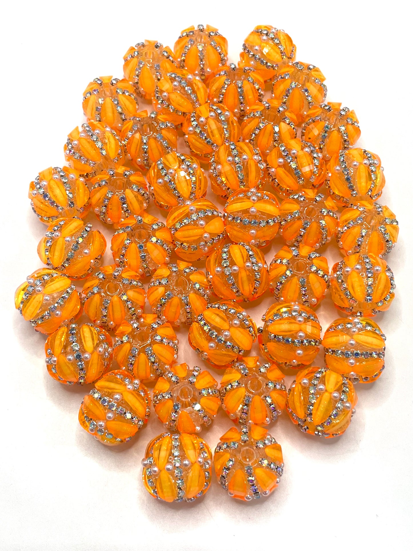 Fancy Beads Neon Color Series Pumpkin beads Double-layered chain beads 18mm Random Mix