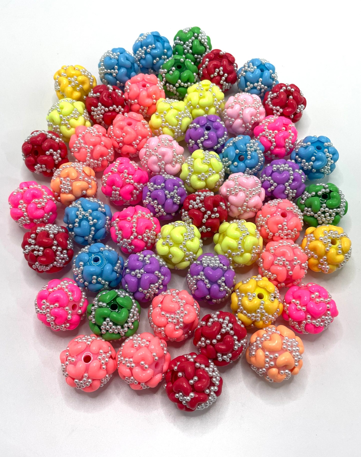 Acrylic Heart Bubble Pearl Acrylic heart piece 20mm Random Mix