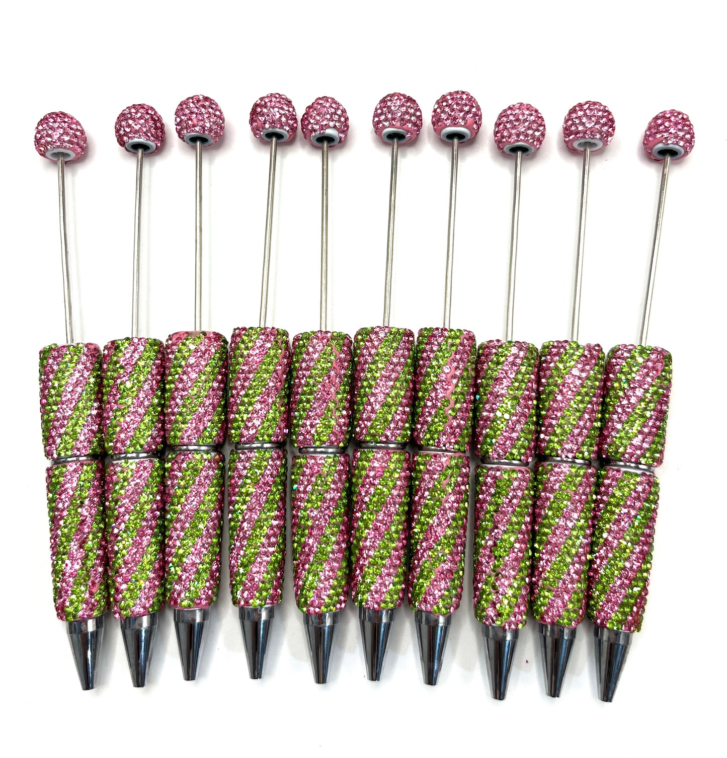 Diagonal strip fancy rhinestone pen Christmas vibe colors  pen colored ,random mix