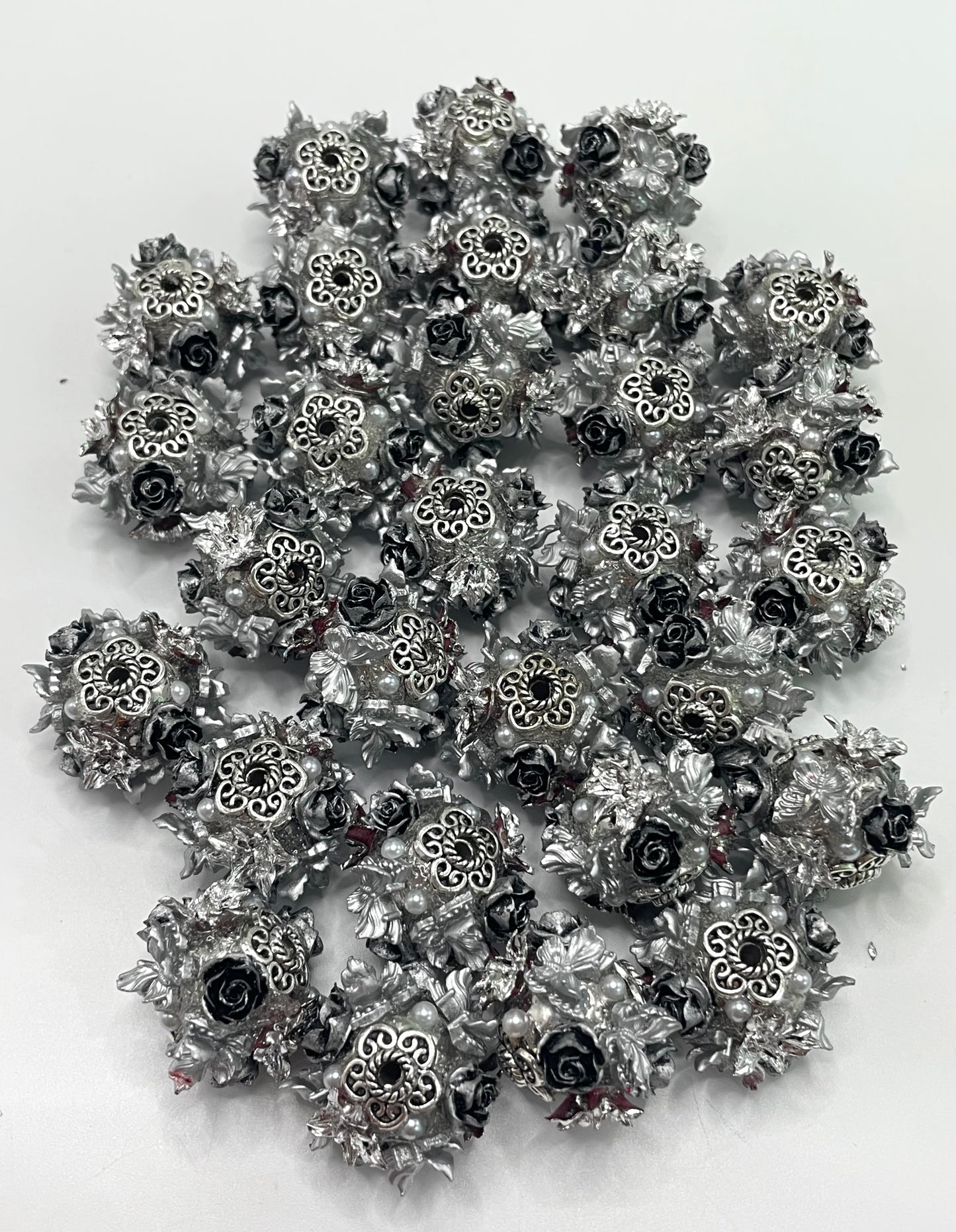 Flower beads Butterfly rose Metal gasket spacers beads Bubble pearls Fancy Beads