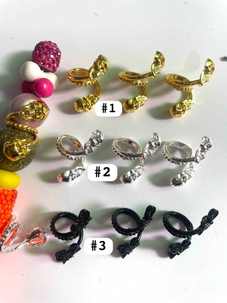 diy beaded beadable metallic skull face bead cap charm for diy  craft Skull head Halloween Beads Spacers