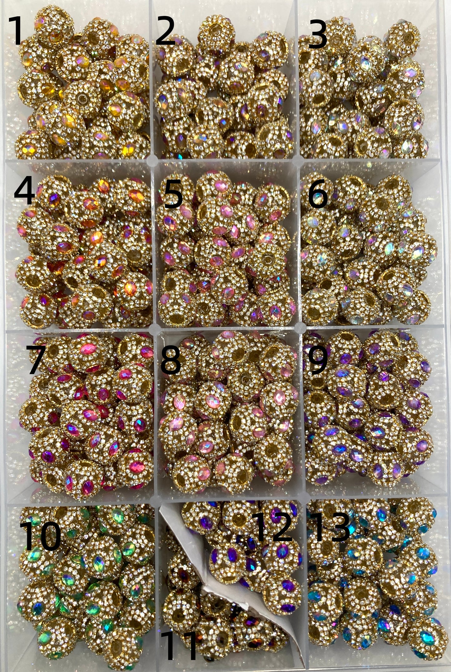 ractangle beads crystal beads fancy acrylic Silver Gold chain mirror beads multicolour rhinestone Bead  Random Mix