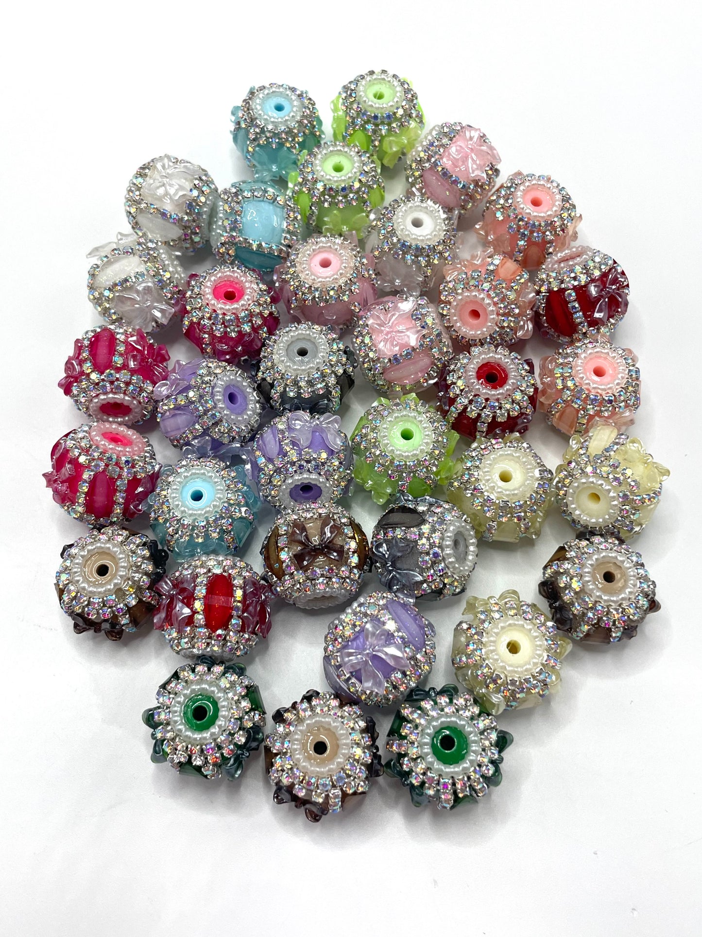 bow Fuzzy Chain Pearl gasket Pearl Multicolored fluffy bow ties Random Mix