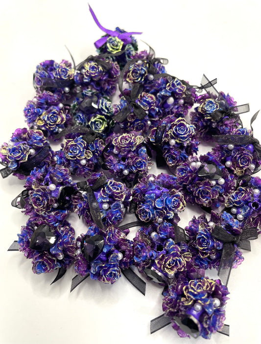 DIY flower beads ornament with bow and heart shape stone and pearl,colored random mix