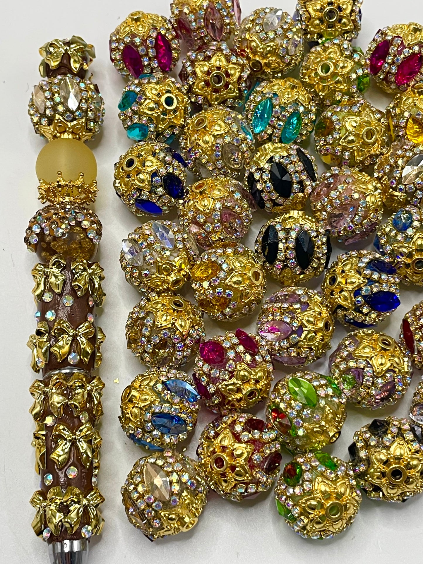 Fancy Beads Golden beads Gold gasket spacer Mirror Glass Rhinestone Chain Acrylic beads Random Mix  18mm