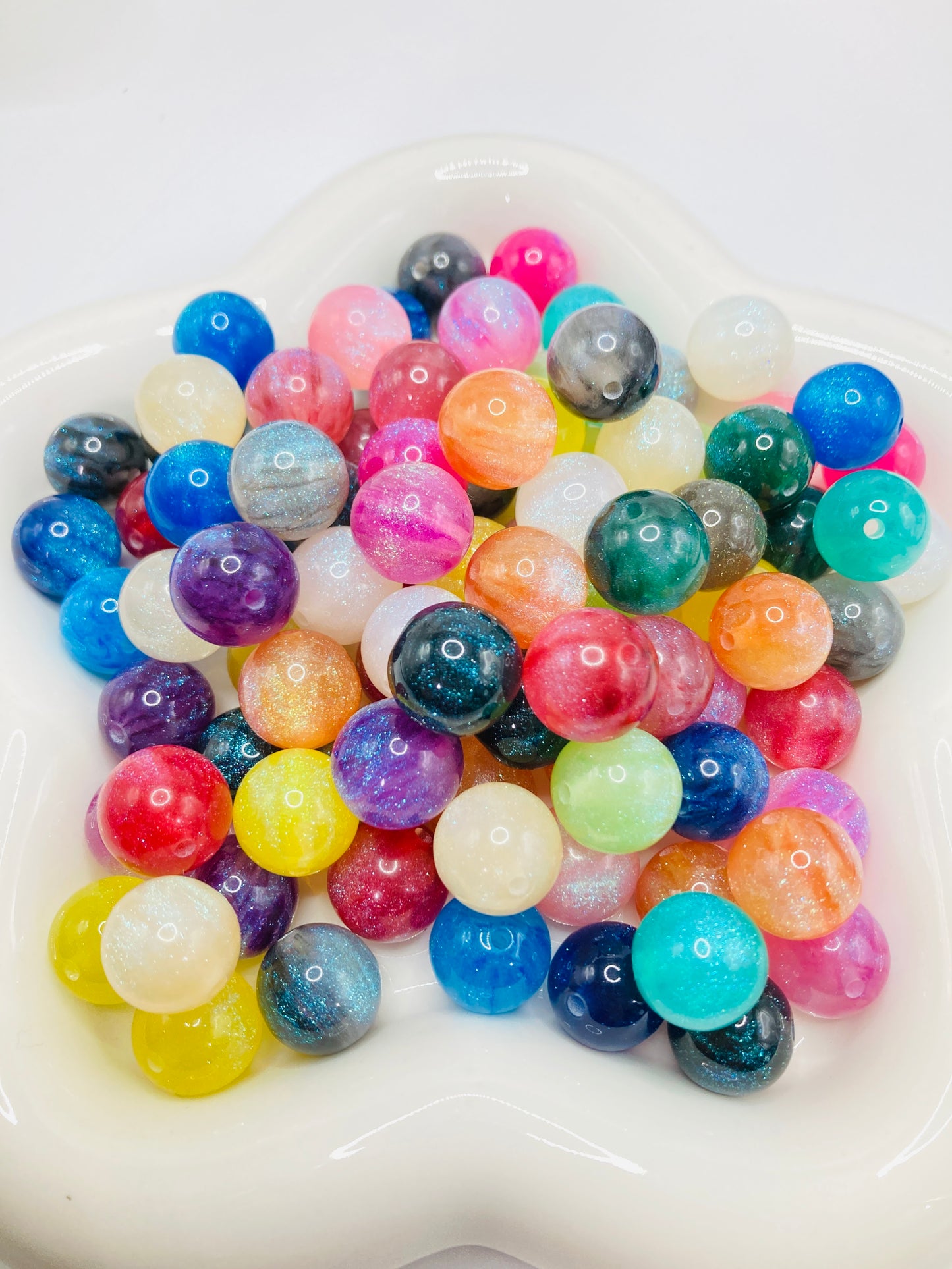 Acrylic beads glitter Shining acrylic beaded strings Flowing gem beads 16mm Random Mix
