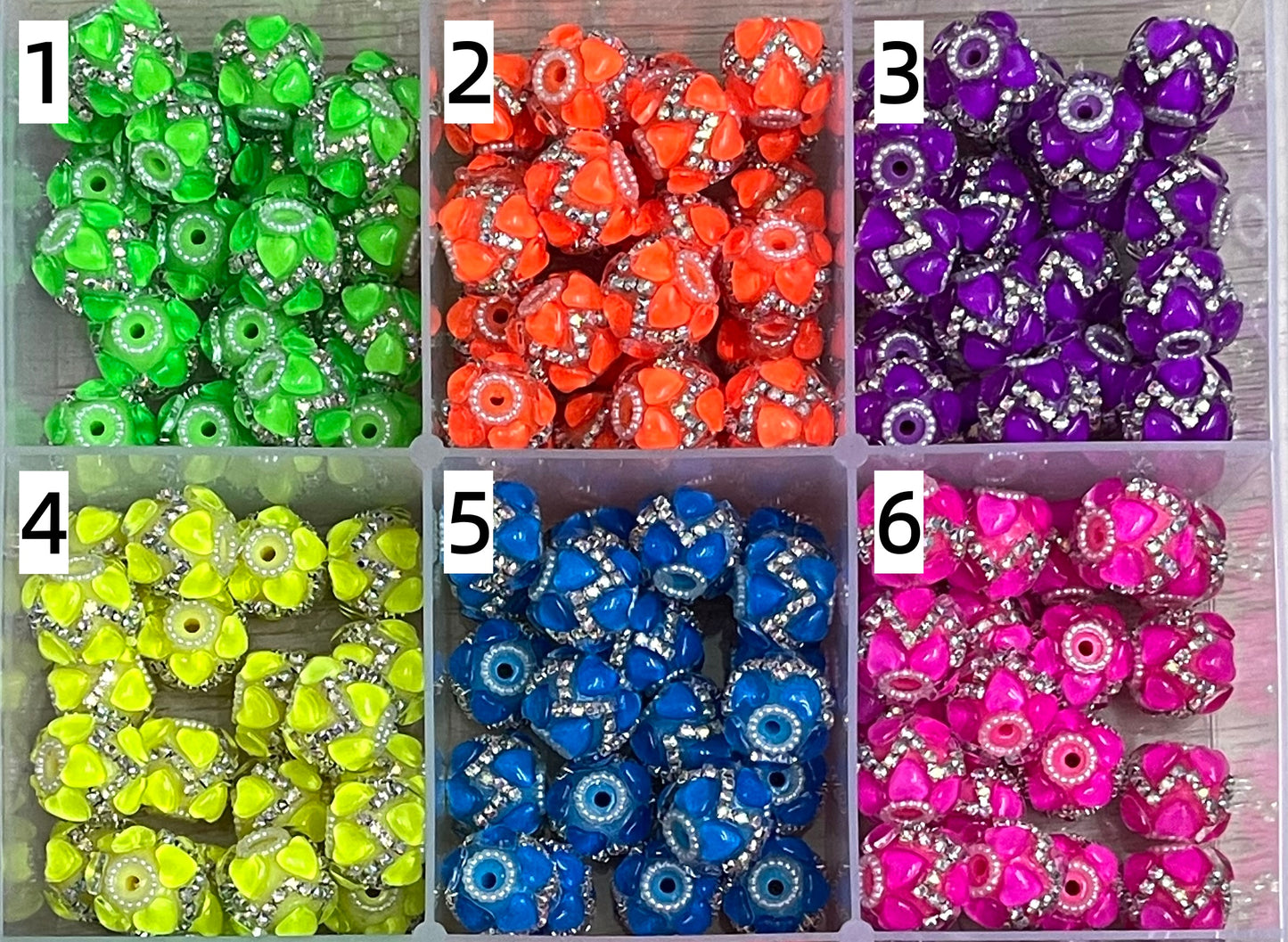 Neon bead heart beads zig chain fancy beadv Random Mix