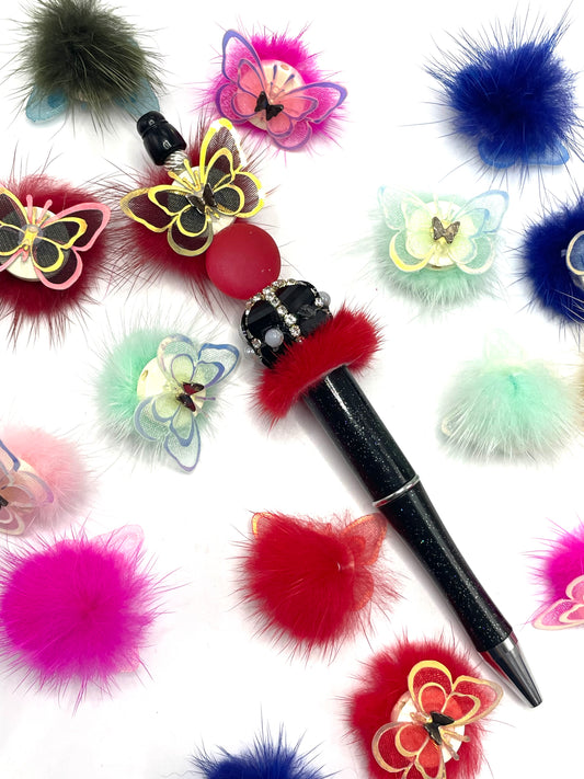 Butterfly beads Fancy Beads Multicolored Fuzzy Beads Double-layer butterfly Random Mix