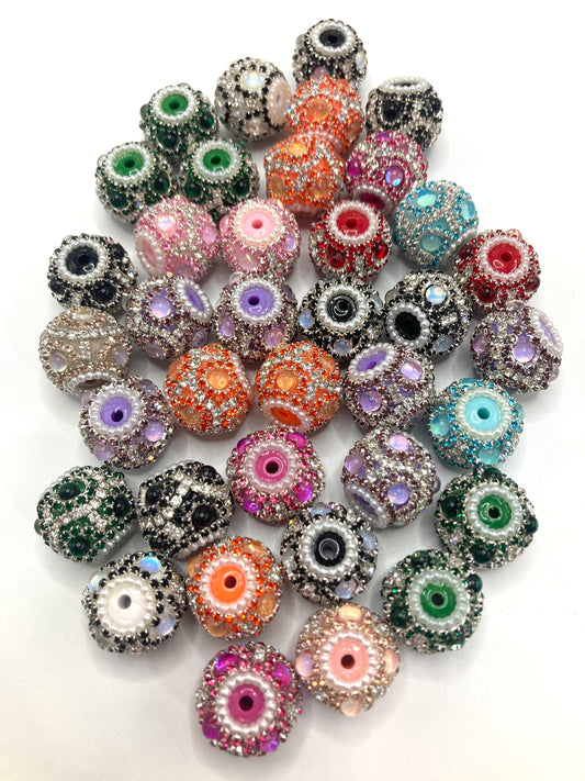 Fancy Beads  Acrylic colored rhinestones Pearl gasket Colored chain Beads Random Mix