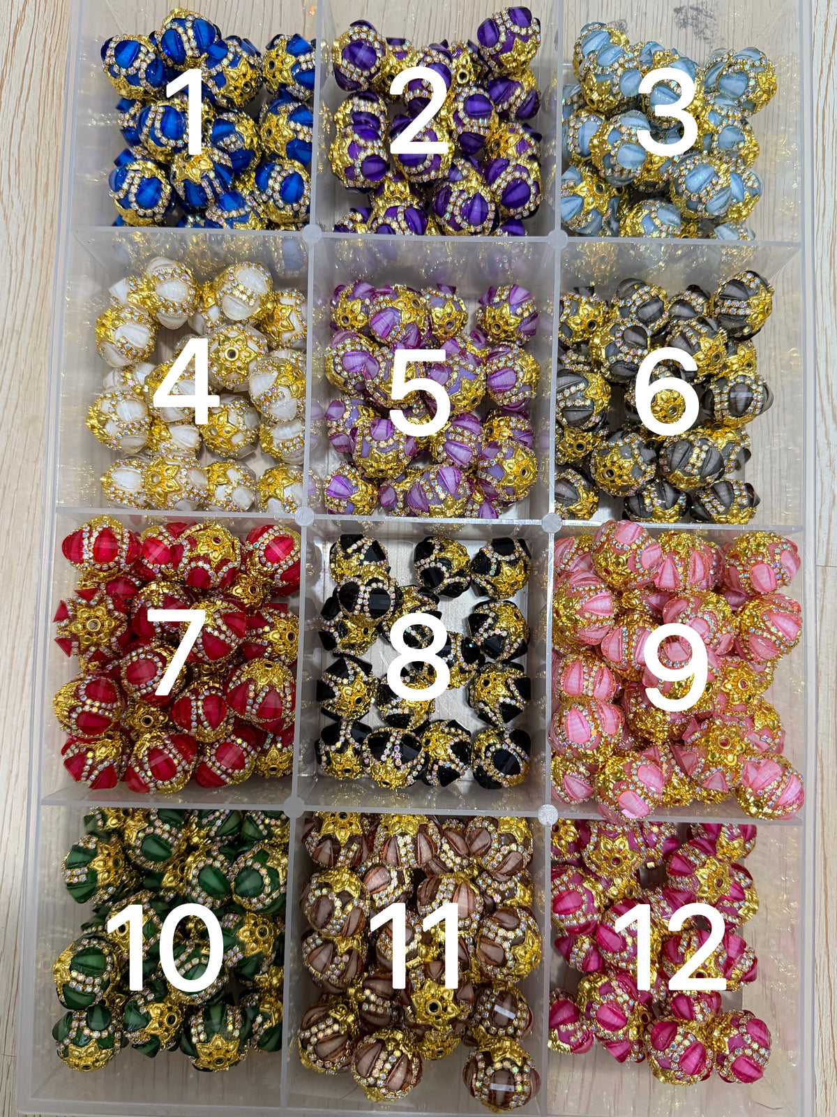 Fancy Beads Golden and silver colors Golden gasket spacers Rhinestone Golden Chain lantern Pumpkin beads Random Mix 18mm