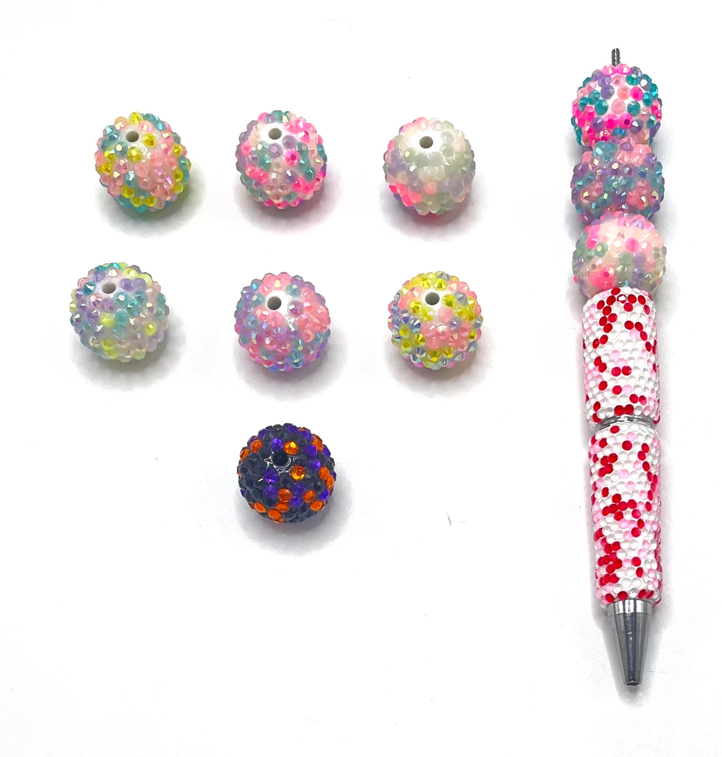 Rhinestone Disco ball beads ,mixed color sparkly clay beads for jewelry making diy bracelet 20mm