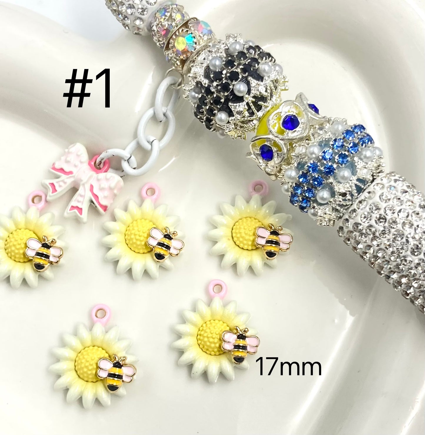 charm Sunflower bow Alloy metal pendant DIY accessories Earrings