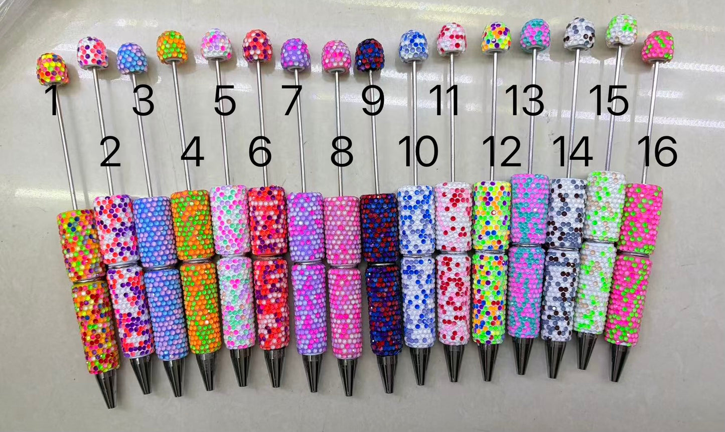 Suplier one-3 different styles Diy beaded beadable jelly rhinestone neon colors Clay pen neon pen Neon color Rhinestone DIY Colorful Clay Writing Tools Random Mix