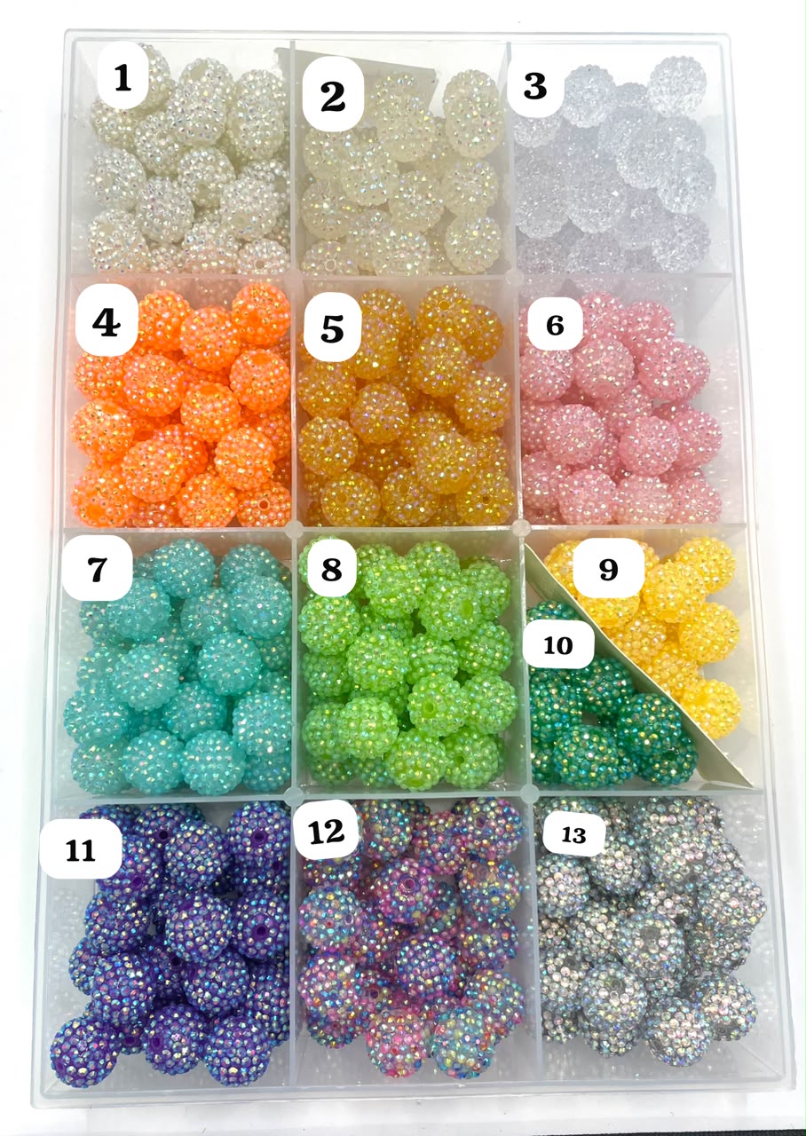Rhinestone Disco ball beads ,mixed color sparkly clay beads for jewelry making diy bracelet 20mm
