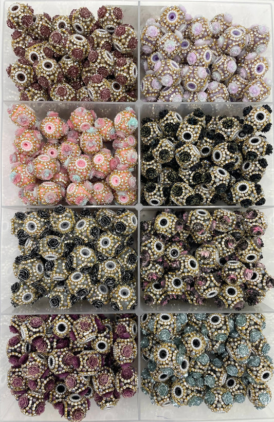 Fancy Beads Rose flower Golden Chain Pearl gasket Spacers acrylic Beads
