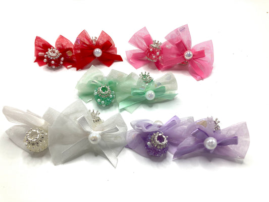 Beaded beadable textile bow Silk with rhinestones Bows made of ribbons Wire netted bow tie Random Mix