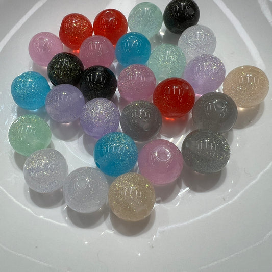 16 mm glitter beads galaxy beads acrylic beads