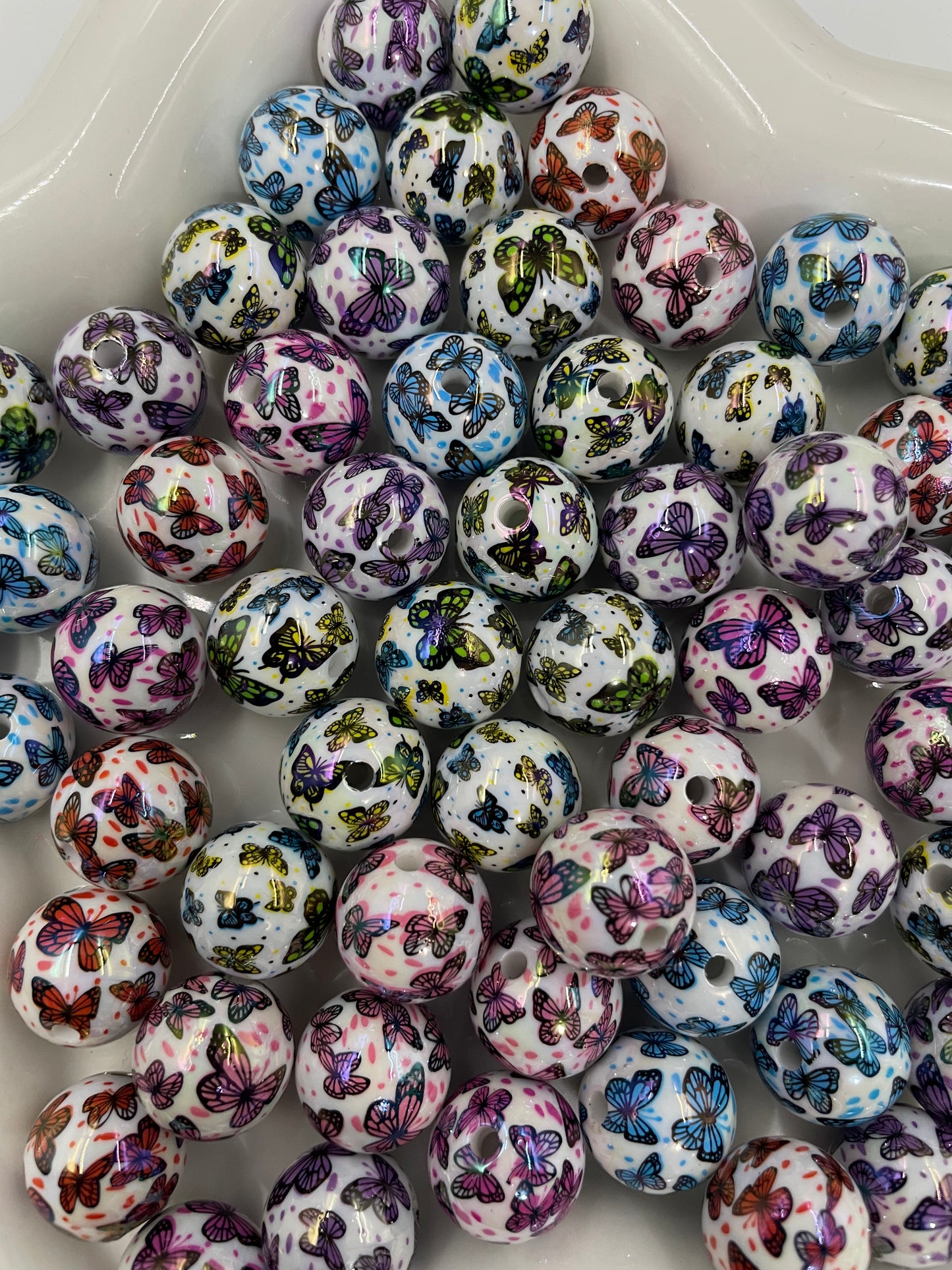 Acrylic beads Cartoon printed beads The Bird and the Butterfly Beads 16mm
