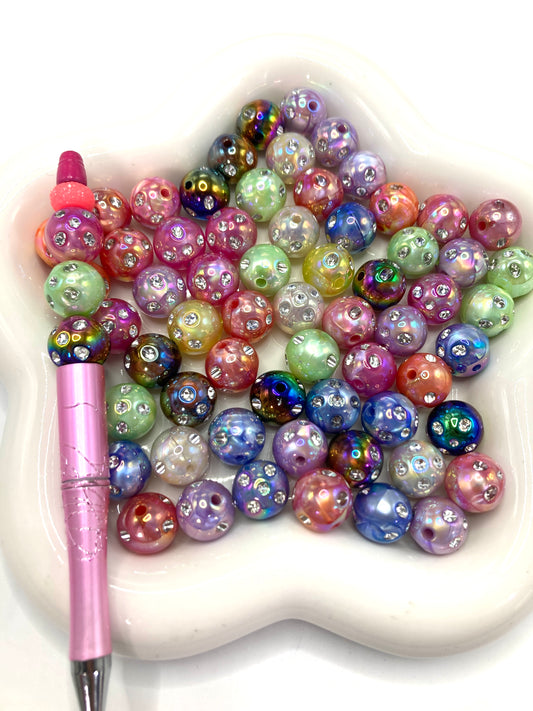 Acrylic beads Rhinestone Acrylic gemstone with diamonds UV Solid-colored and transparent beads Random Mix 16mm（#8）