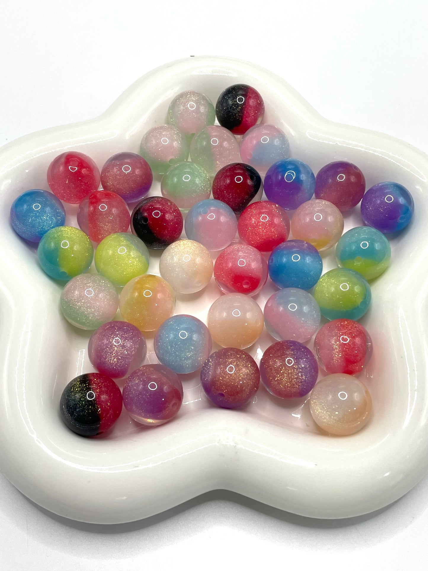Lava beads Translucent acrylic beads glitter ombre 20mm