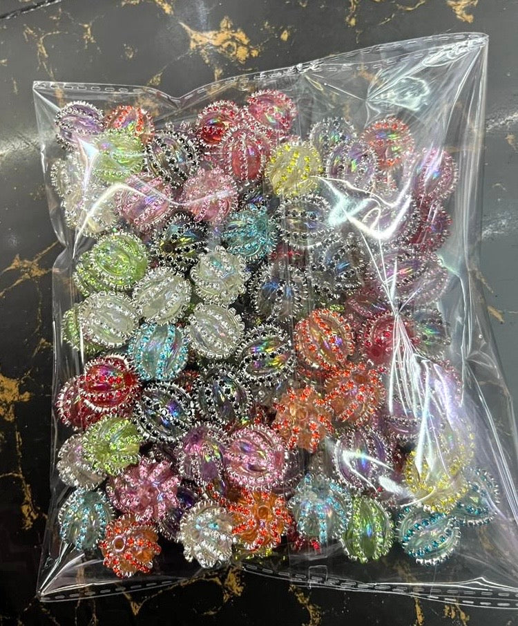 Glossy Metallic Color Acrylic Pumpkin Beads Chain pumpkin bead  Random Mix 18mm