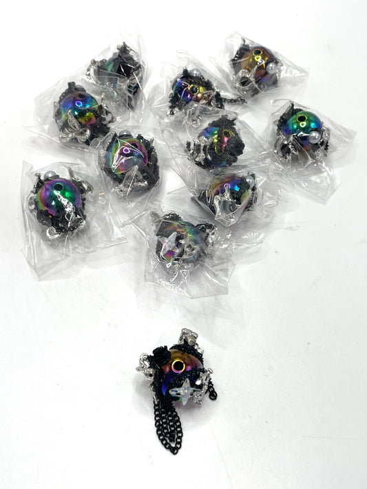 Halloween Series Gothic style Dark color acrylic beads Alloy parts Dark and stylish Metal pendant  Chain pendant beads 18mm