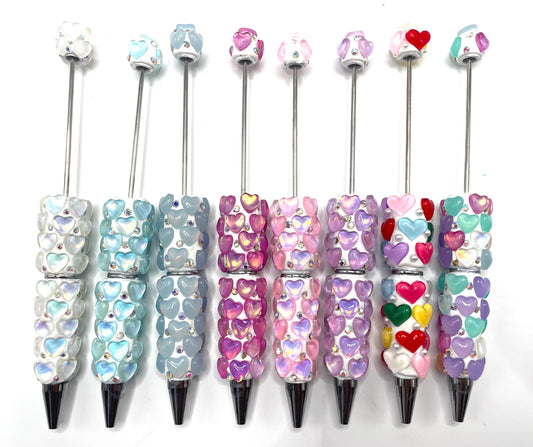 DIY PENS BEADED BEADABLE PENS WITH HEART SHAPE STONE ,COLORED