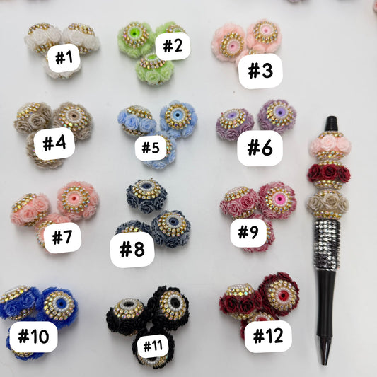 beaded beadable Golden color chain rhinestone fancy beads rose flower fancy beads
