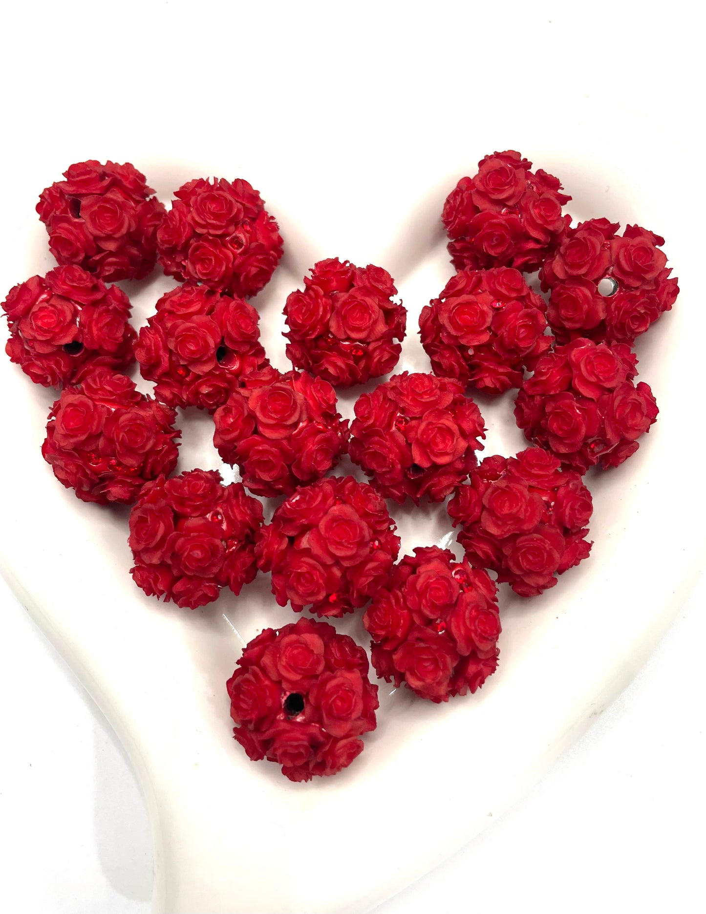 diy clay flower rose beads beaded beadable beads colored Christmas colored ,random mix