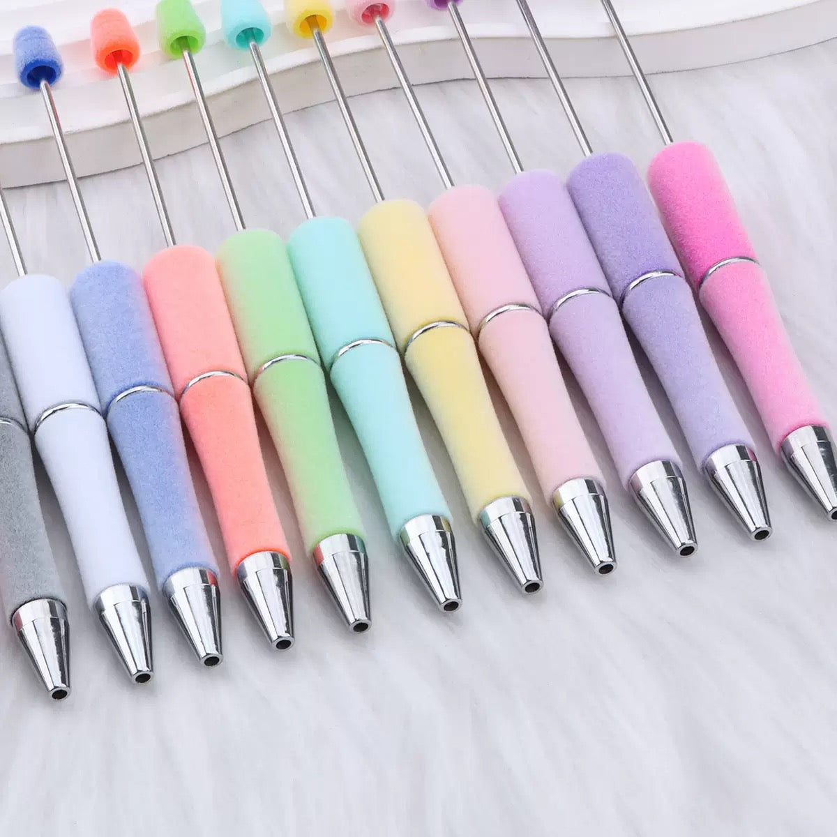 beaded beadable flocked fuzzy pen beaded velvet pen