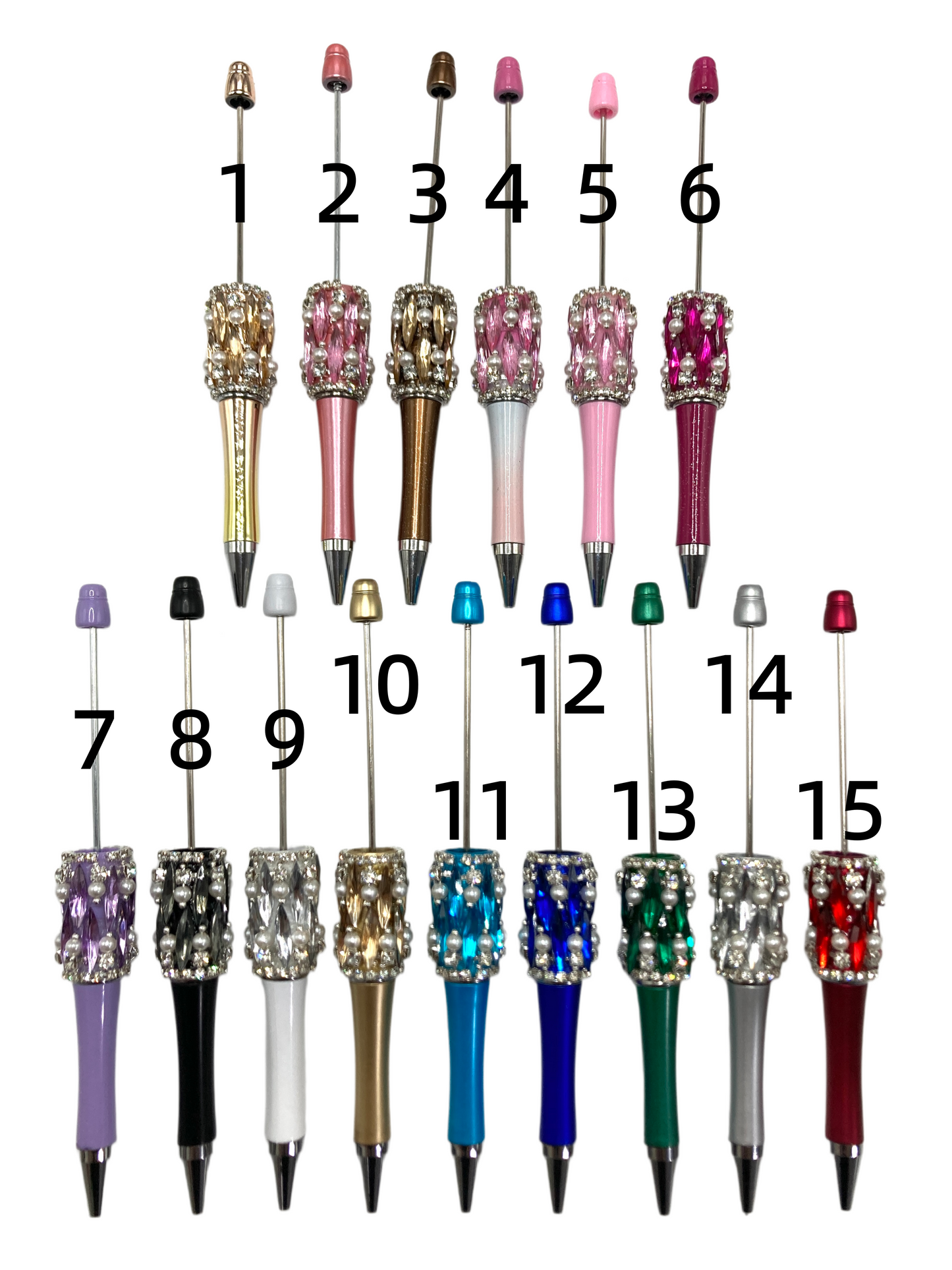 DIY Bead Pen Rhombic crystal mirror Pearl pendant chain Rhinestone Beautiful beaded pen Random Mix