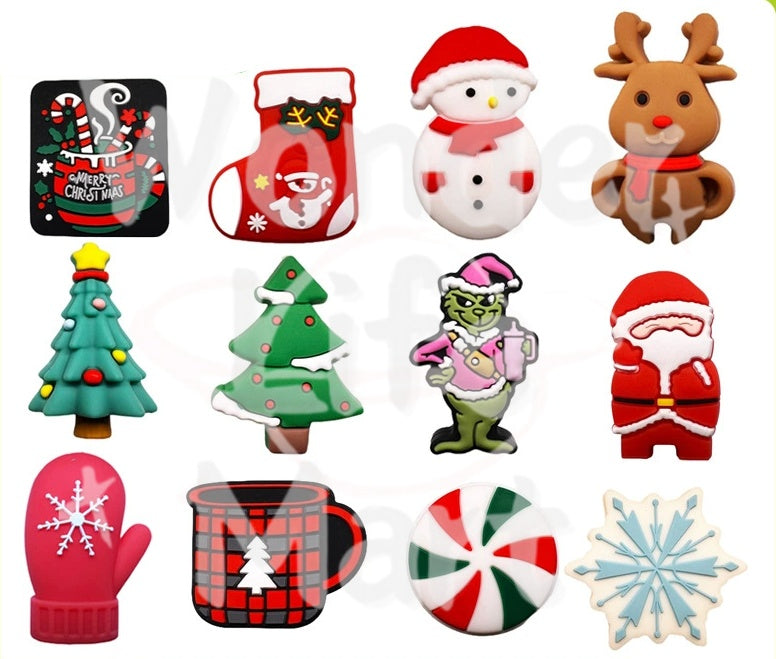 Silicone beads Christmas Series Snowman, deer, Christmas tree, snowflake
