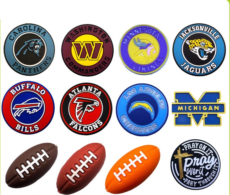 Rugby team silicone beads Team jersey string pen beads Stringed bead DIY loose bead jewelry
