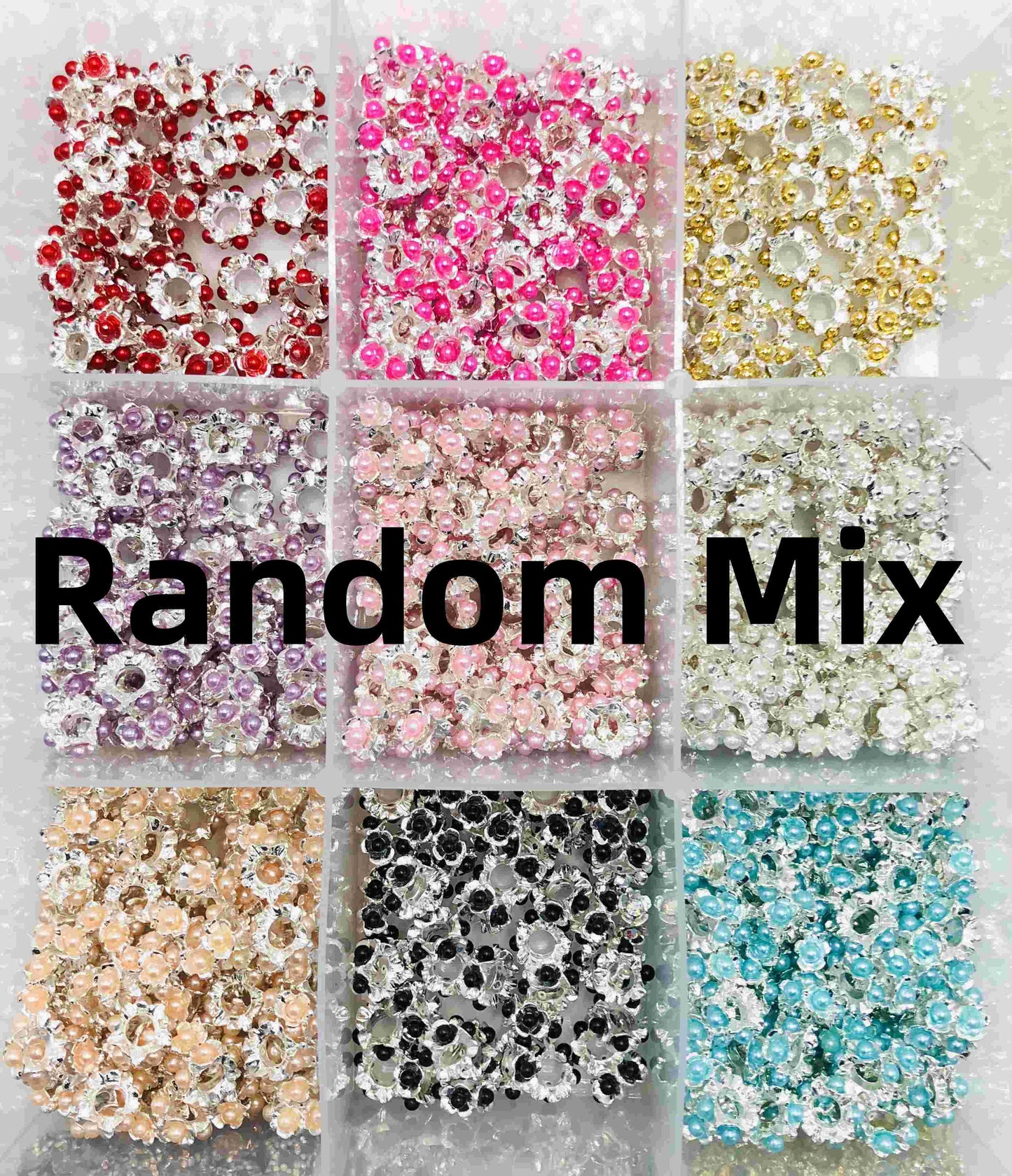 metal spacer Colored pearl bubble Metal flower spacer 15mm Random Mix