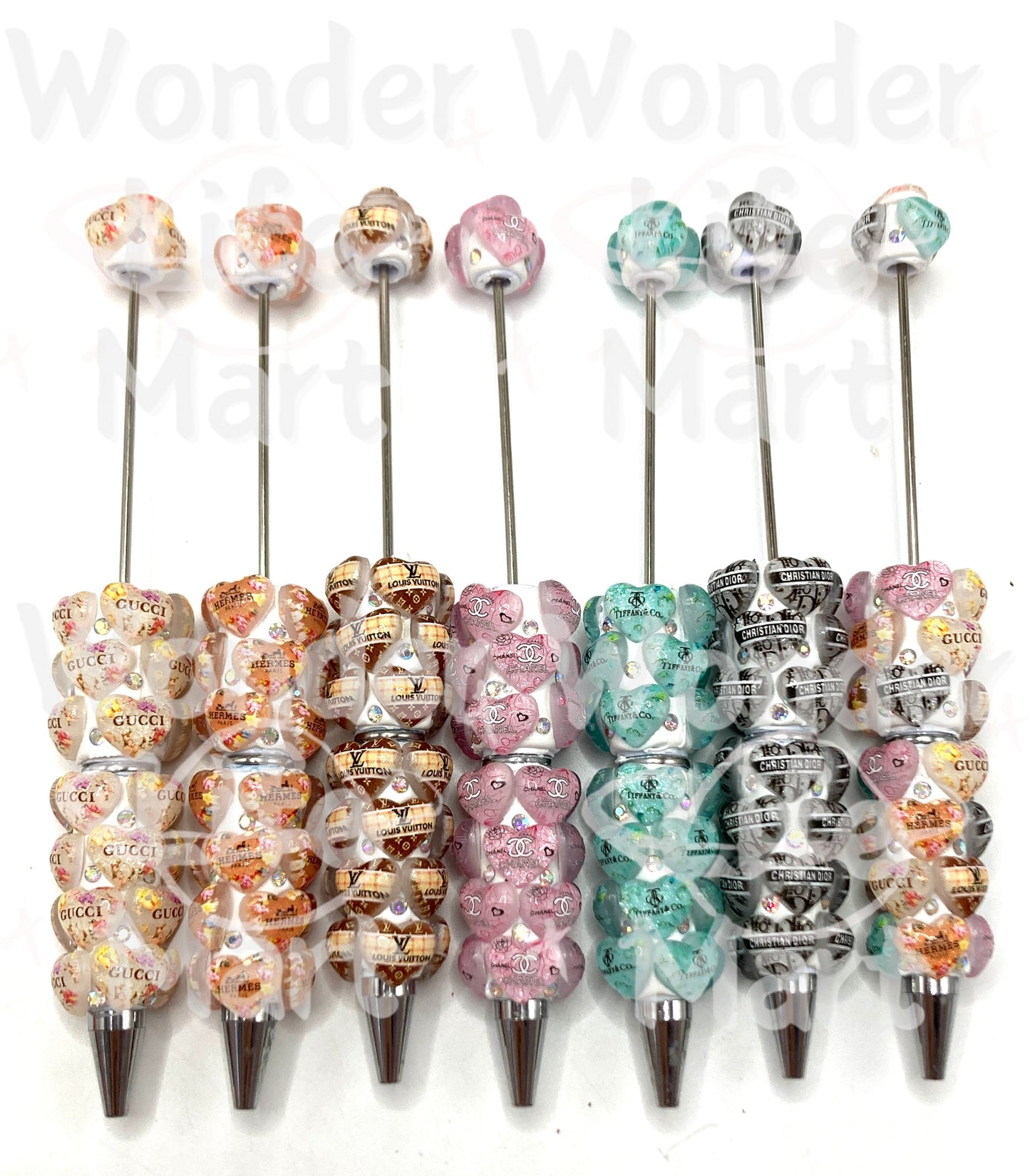 Clay Bead Pencil Heart logo Trendy patterns Beaded pen Big brand Random Mix