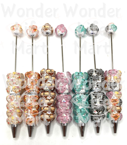 Clay Bead Pencil Heart logo Trendy patterns Beaded pen Big brand Random Mix