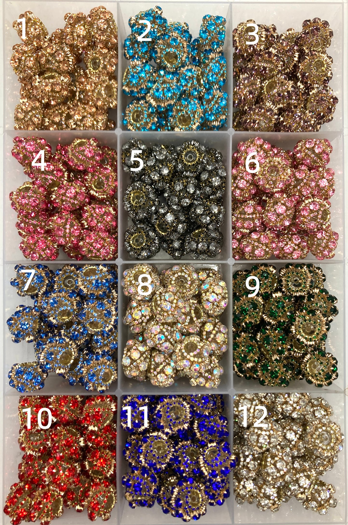 Fancy Beads Large chain Large water drill Golden chain with vintage Rhinestone beads Bronze-colored beads Random Mix