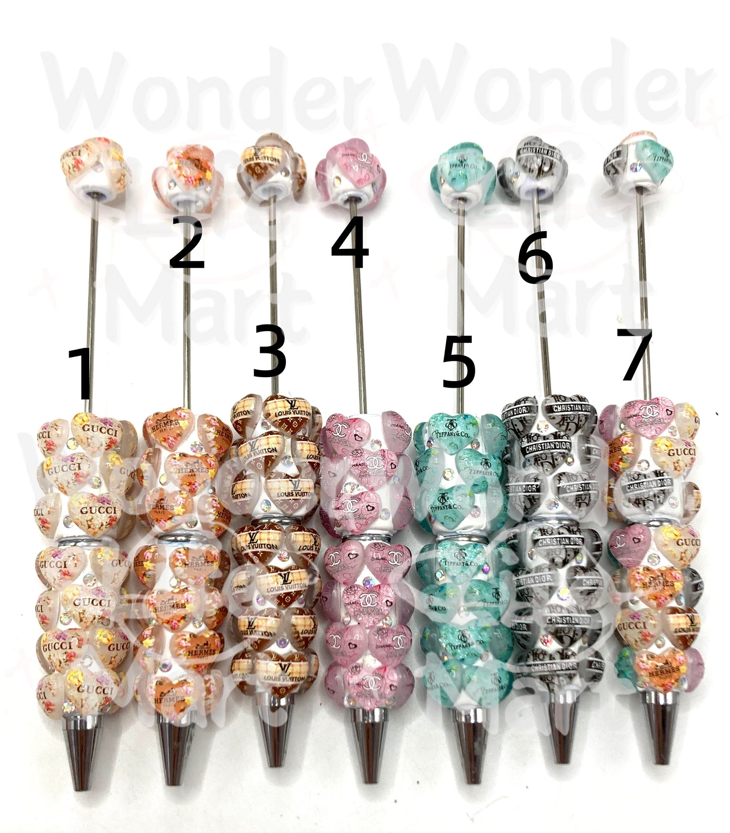 Clay Bead Pencil Heart logo Trendy patterns Beaded pen Big brand Random Mix